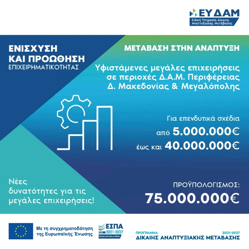 Ενίσχυση επενδυτικών σχεδίων παραγωγικών επενδύσεων υφιστάμενων μεγάλων επιχειρήσεων στις ηπειρωτικές περιοχές ΕΣΔΙΜ