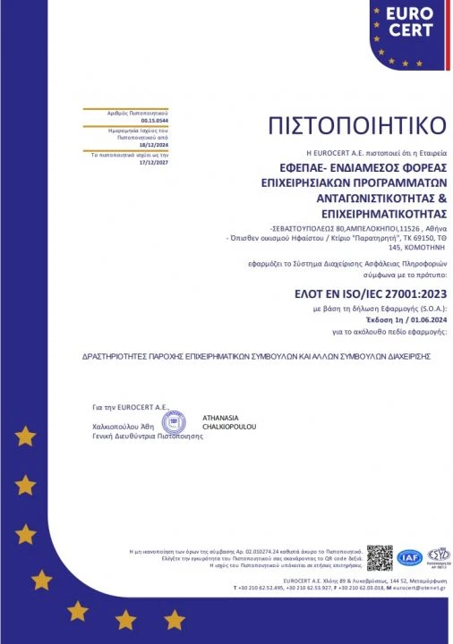 Πιστοποιητικό ISO-27001